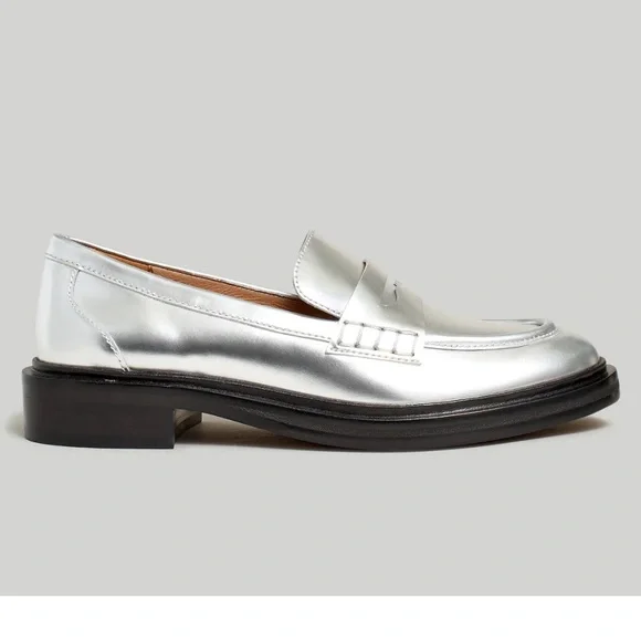Madewell Penny Loafers in Silver Sz 6.5 - Picture 2 of 7